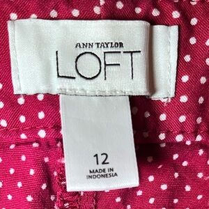 LOFT Red & White Shorts with Playful Polka Dots